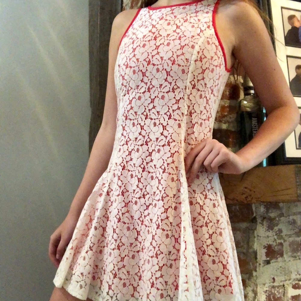 Pink and white lace dress